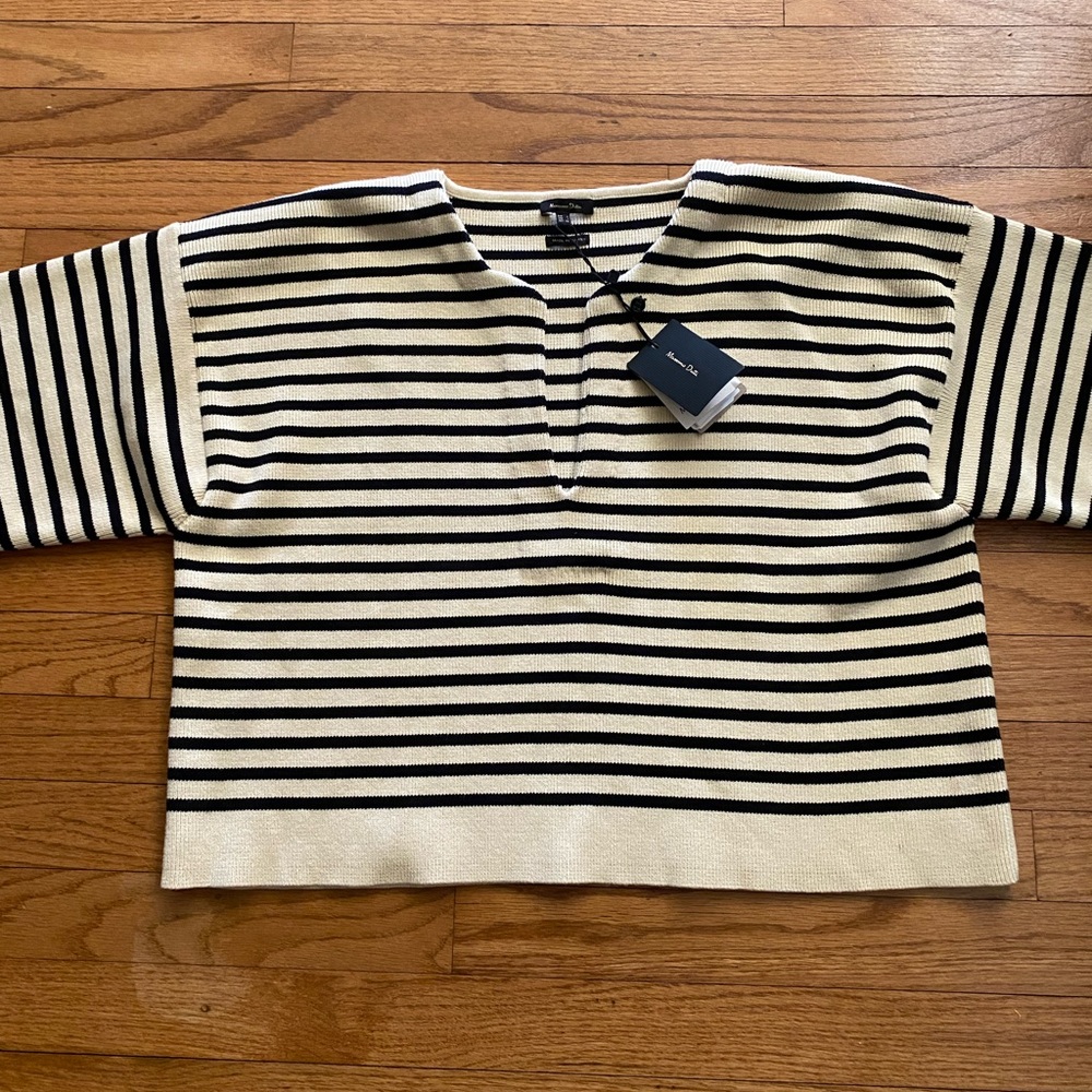 NWT Massimo Dutti STRIPED SWEATER WITH BUTTON DETAILS - Picture 8 of 14